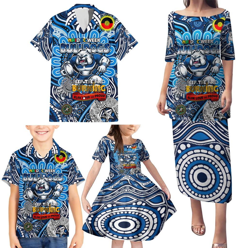 Custom NAIDOC Week 2024 Bulldogs Family Matching Puletasi and Hawaiian Shirt Mascot Rugby