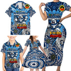 Custom NAIDOC Week 2024 Bulldogs Family Matching Short Sleeve Bodycon Dress and Hawaiian Shirt Mascot Rugby