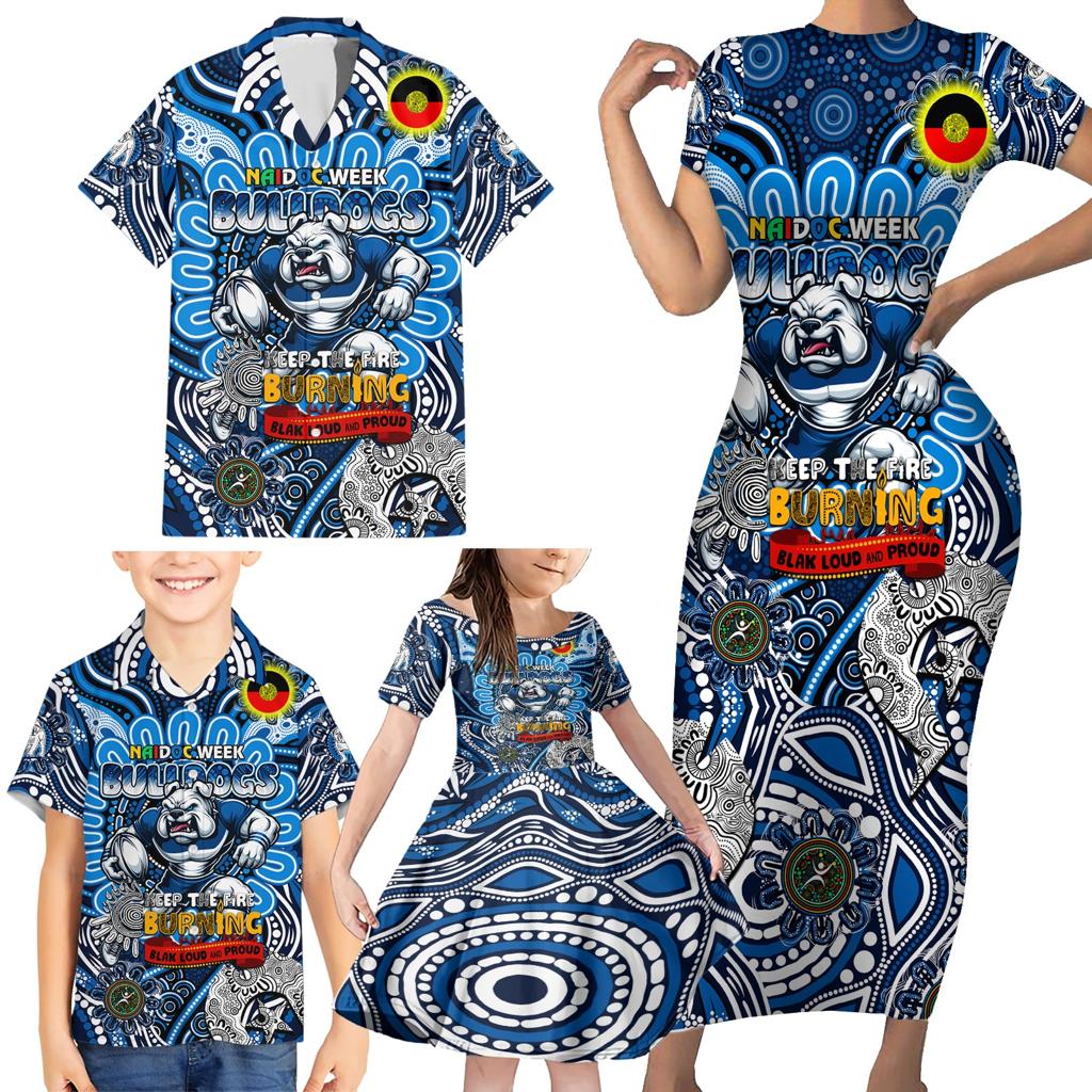 Custom NAIDOC Week 2024 Bulldogs Family Matching Short Sleeve Bodycon Dress and Hawaiian Shirt Mascot Rugby