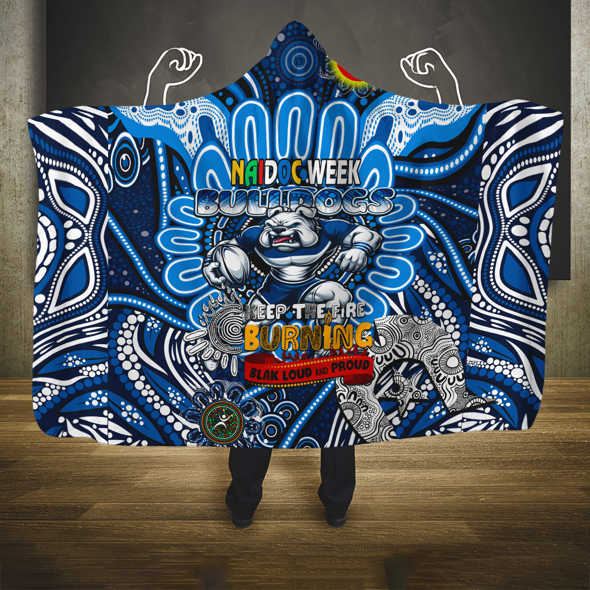 NAIDOC Week 2024 Bulldogs Hooded Blanket Mascot Rugby