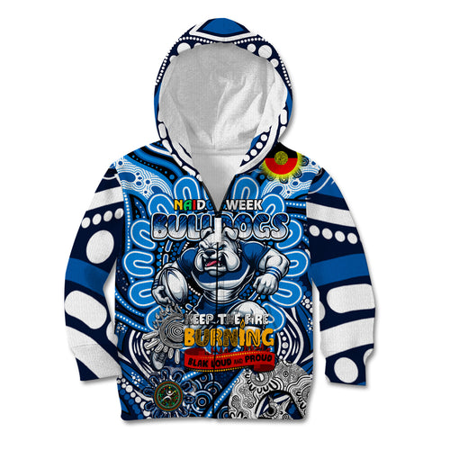 Custom NAIDOC Week 2024 Bulldogs Kid Hoodie Mascot Rugby