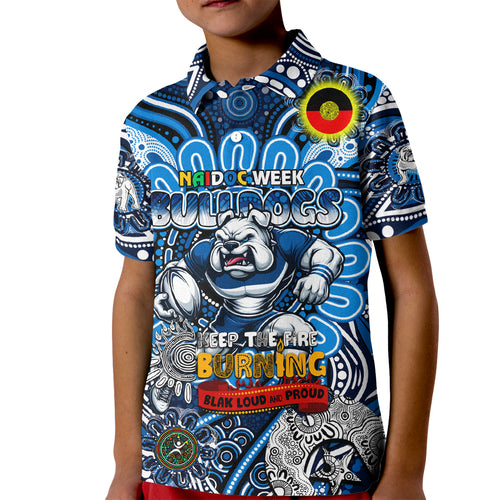 Custom NAIDOC Week 2024 Bulldogs Kid Polo Shirt Mascot Rugby