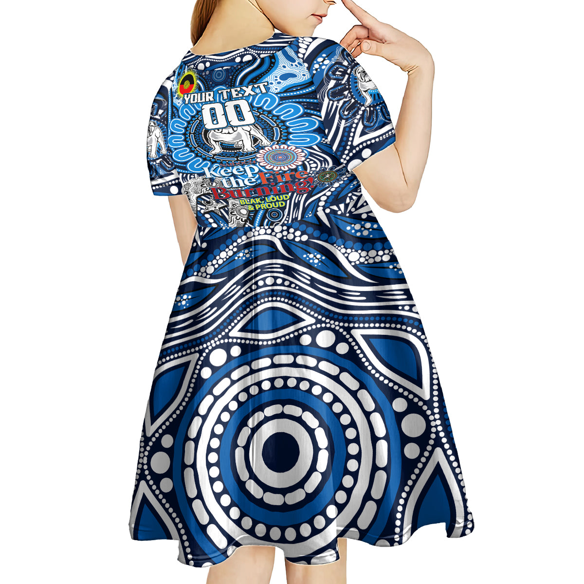 Custom NAIDOC Week 2024 Bulldogs Kid Short Sleeve Dress Mascot Rugby