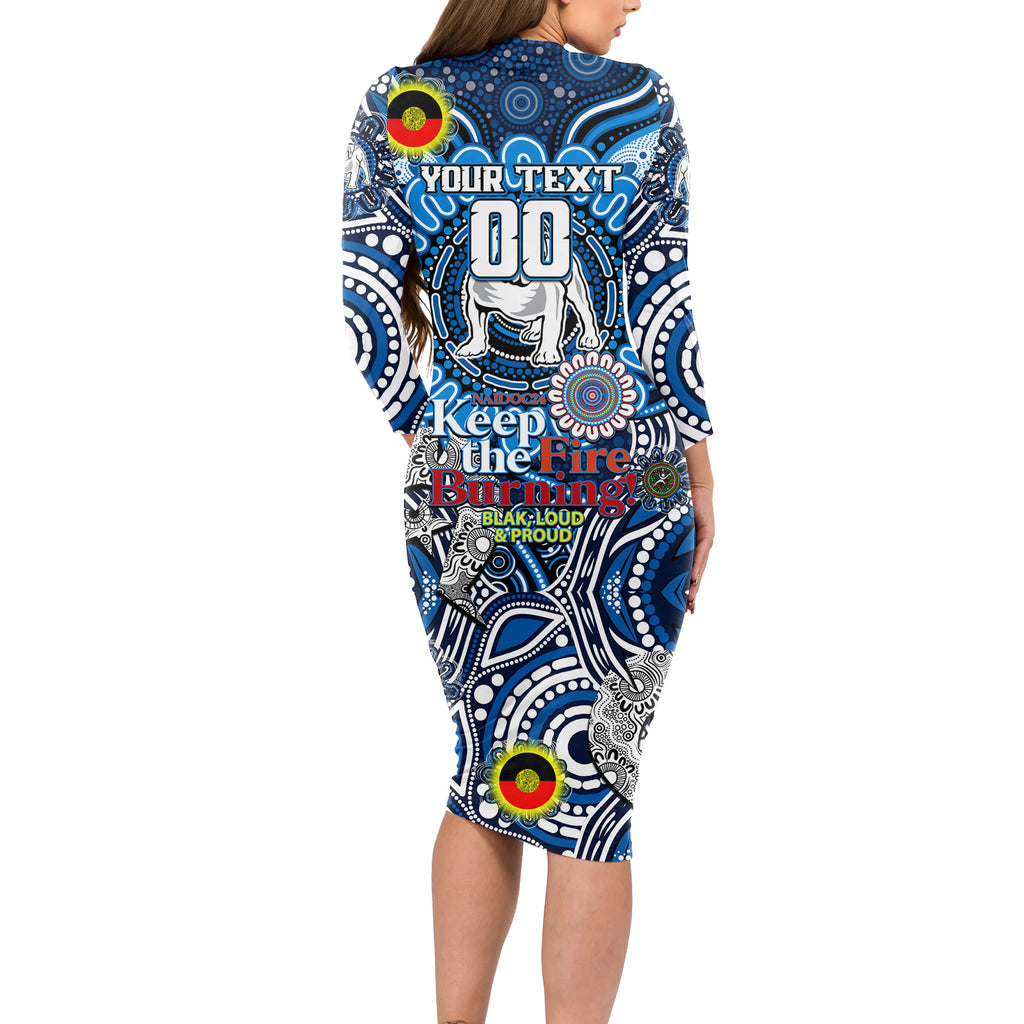 Custom NAIDOC Week 2024 Bulldogs Long Sleeve Bodycon Dress Mascot Rugby