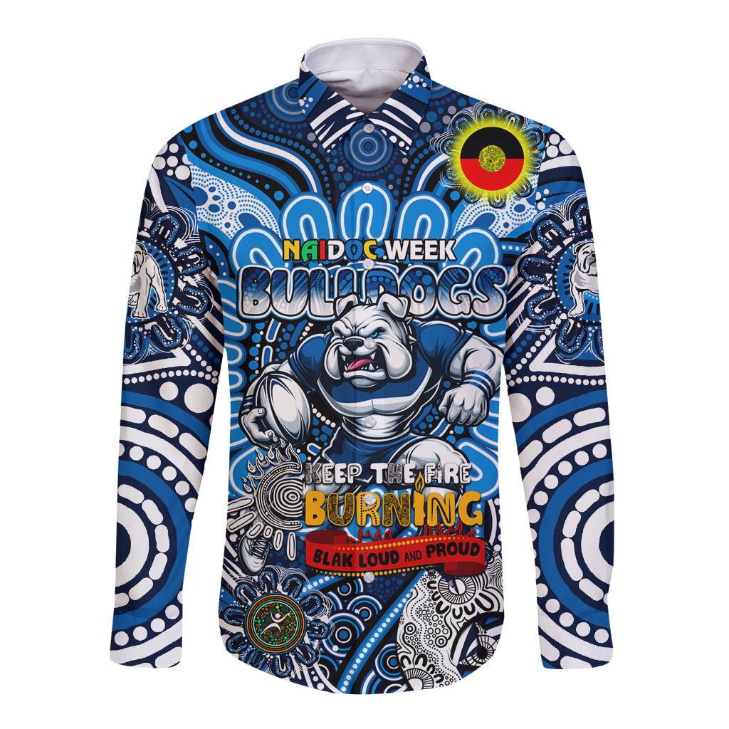 Custom NAIDOC Week 2024 Bulldogs Long Sleeve Button Shirt Mascot Rugby