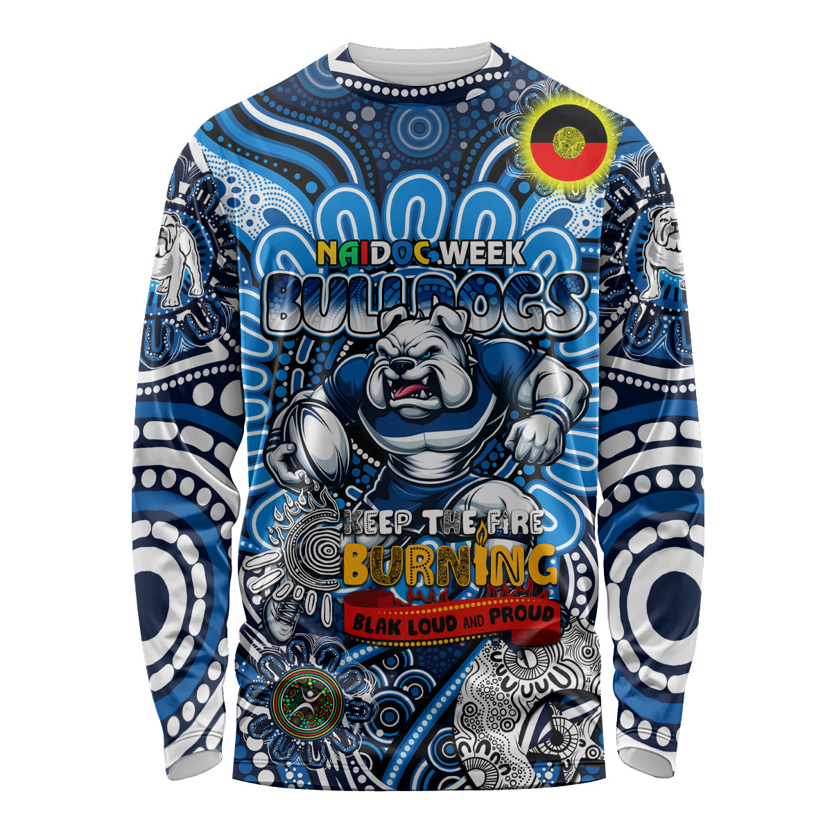 Custom NAIDOC Week 2024 Bulldogs Long Sleeve Shirt Mascot Rugby