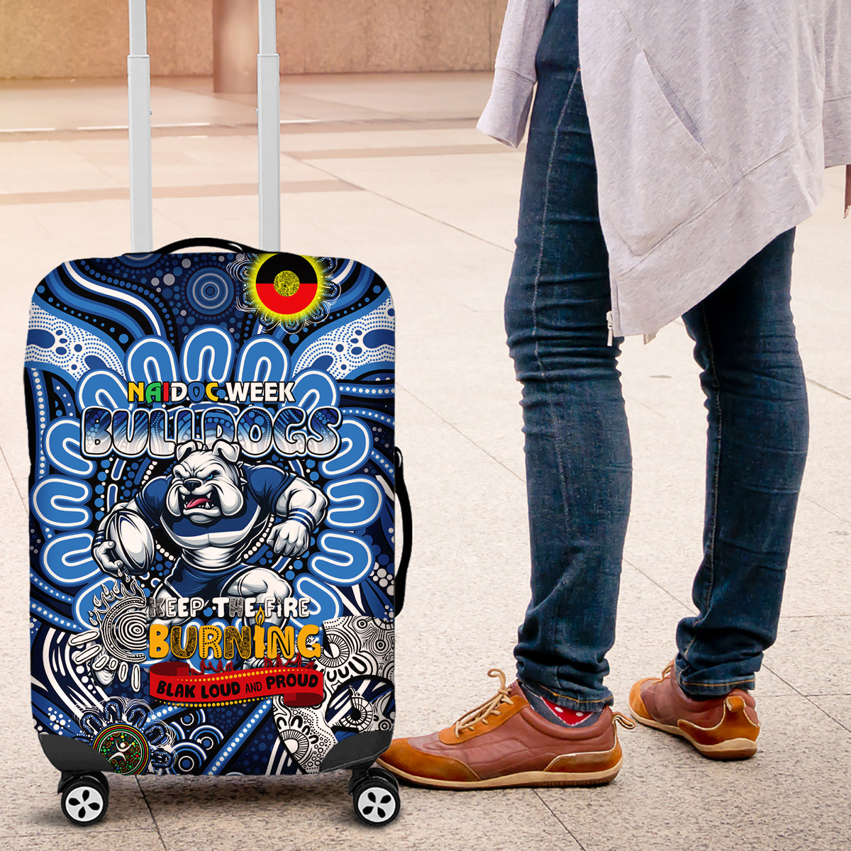 NAIDOC Week 2024 Bulldogs Luggage Cover Mascot Rugby
