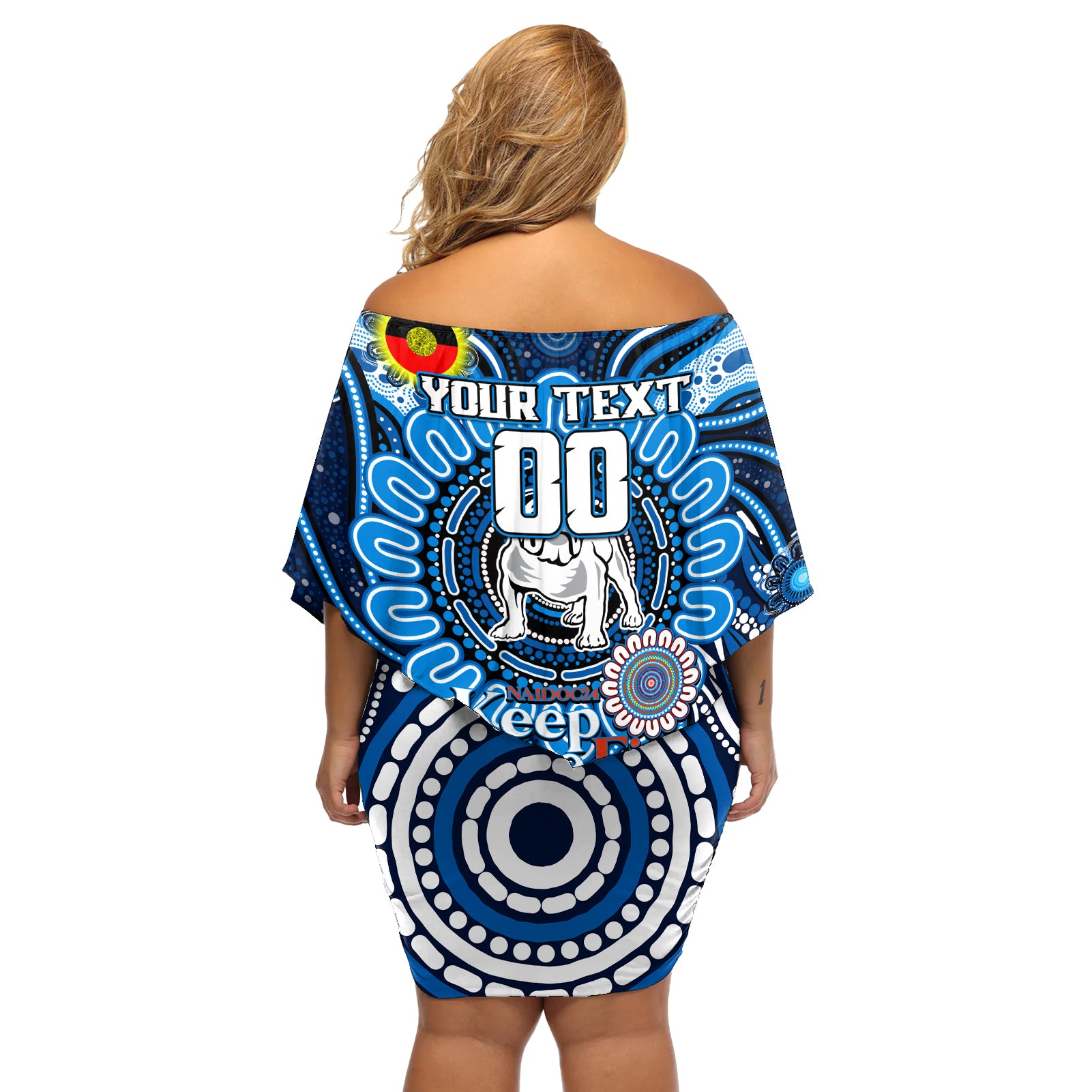 Custom NAIDOC Week 2024 Bulldogs Off Shoulder Short Dress Mascot Rugby
