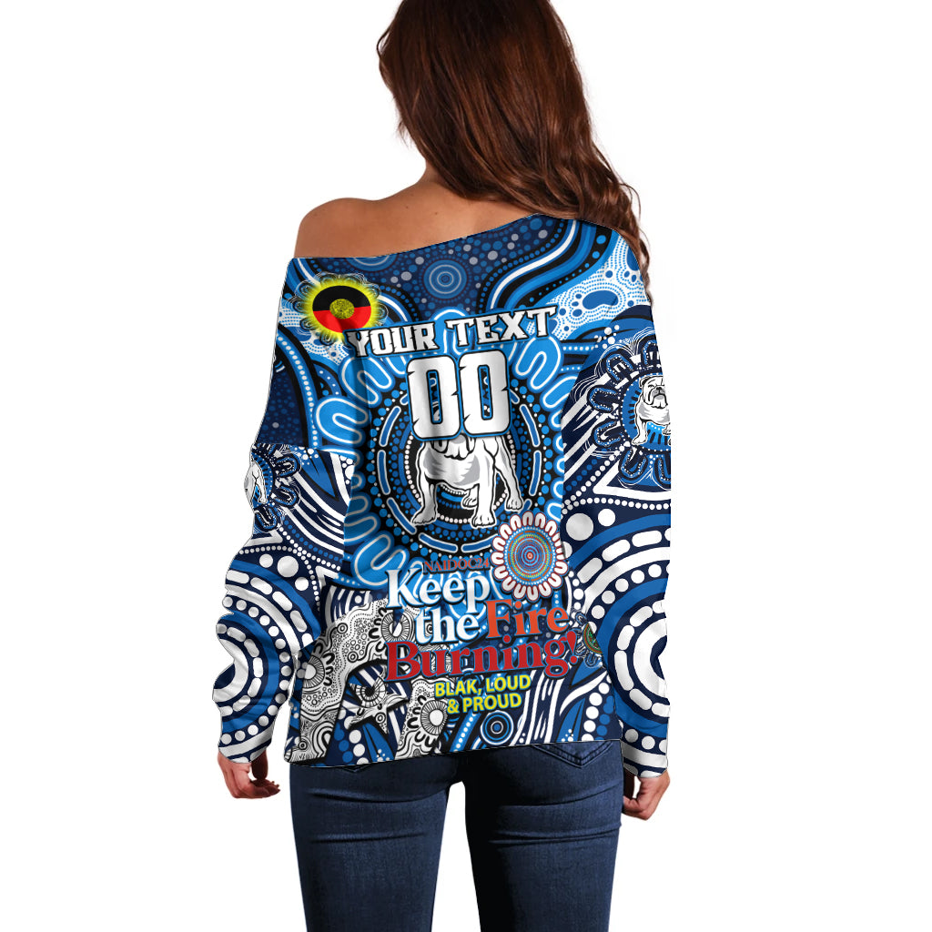 Custom NAIDOC Week 2024 Bulldogs Off Shoulder Sweater Mascot Rugby