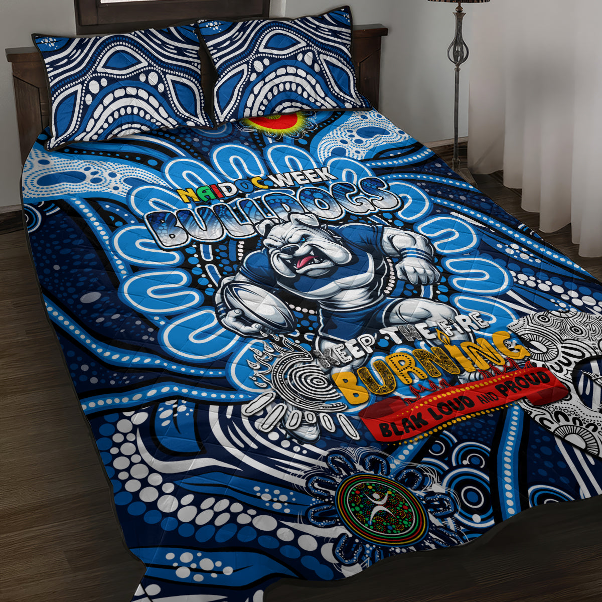 NAIDOC Week 2024 Bulldogs Quilt Bed Set Mascot Rugby