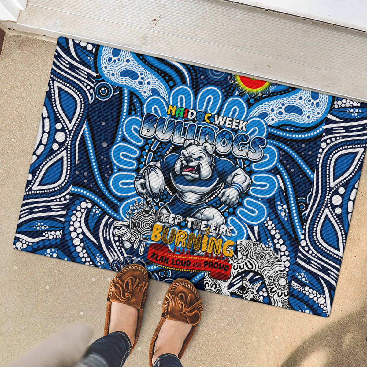 NAIDOC Week 2024 Bulldogs Rubber Doormat Mascot Rugby
