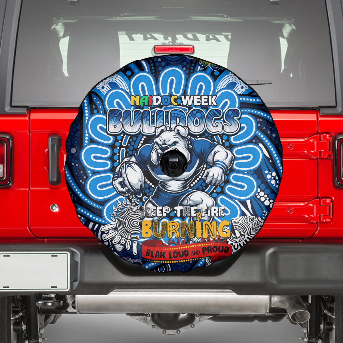 NAIDOC Week 2024 Bulldogs Spare Tire Cover Mascot Rugby