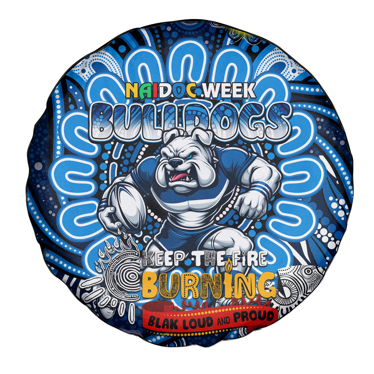 NAIDOC Week 2024 Bulldogs Spare Tire Cover Mascot Rugby