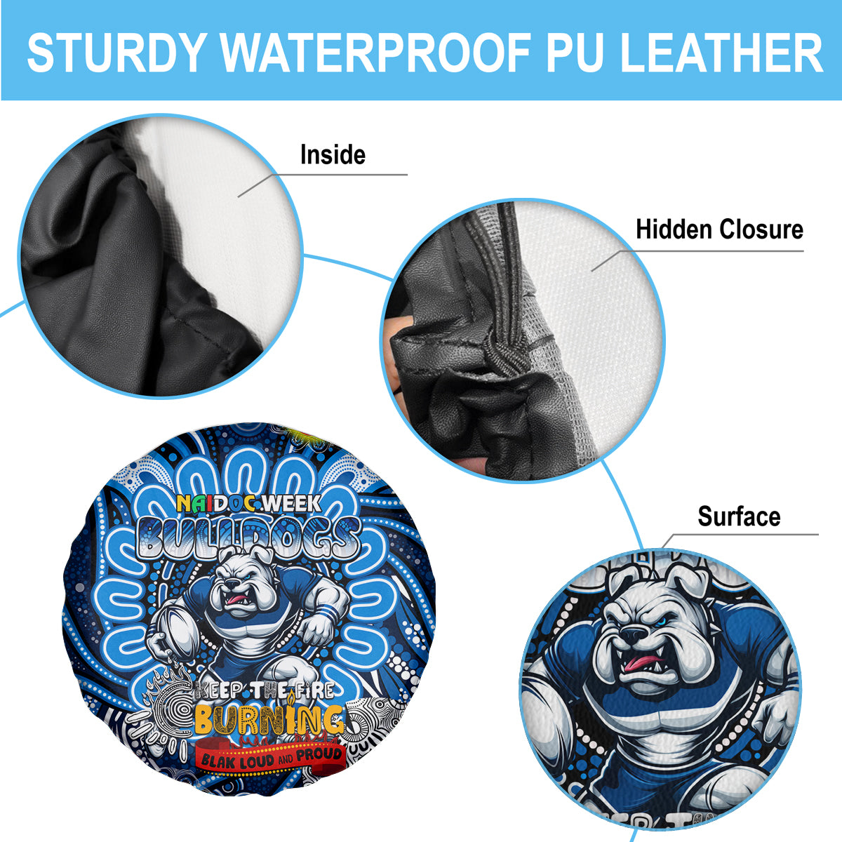NAIDOC Week 2024 Bulldogs Spare Tire Cover Mascot Rugby