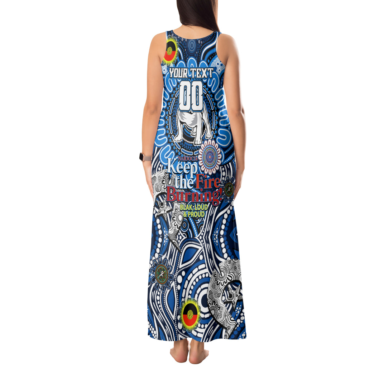 Custom NAIDOC Week 2024 Bulldogs Tank Maxi Dress Mascot Rugby
