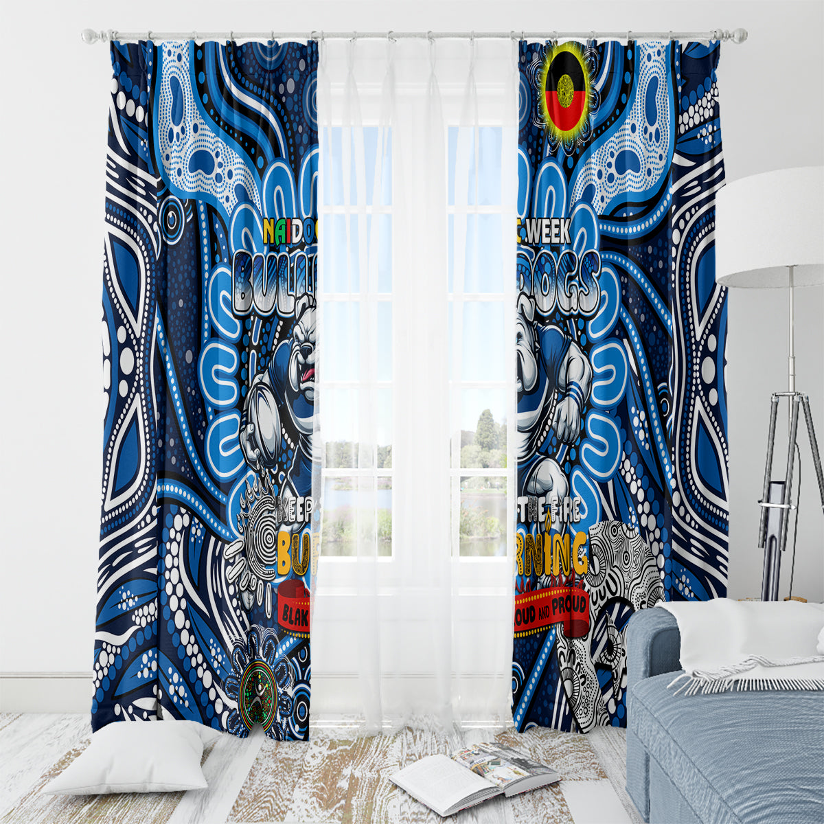 NAIDOC Week 2024 Bulldogs Window Curtain Mascot Rugby