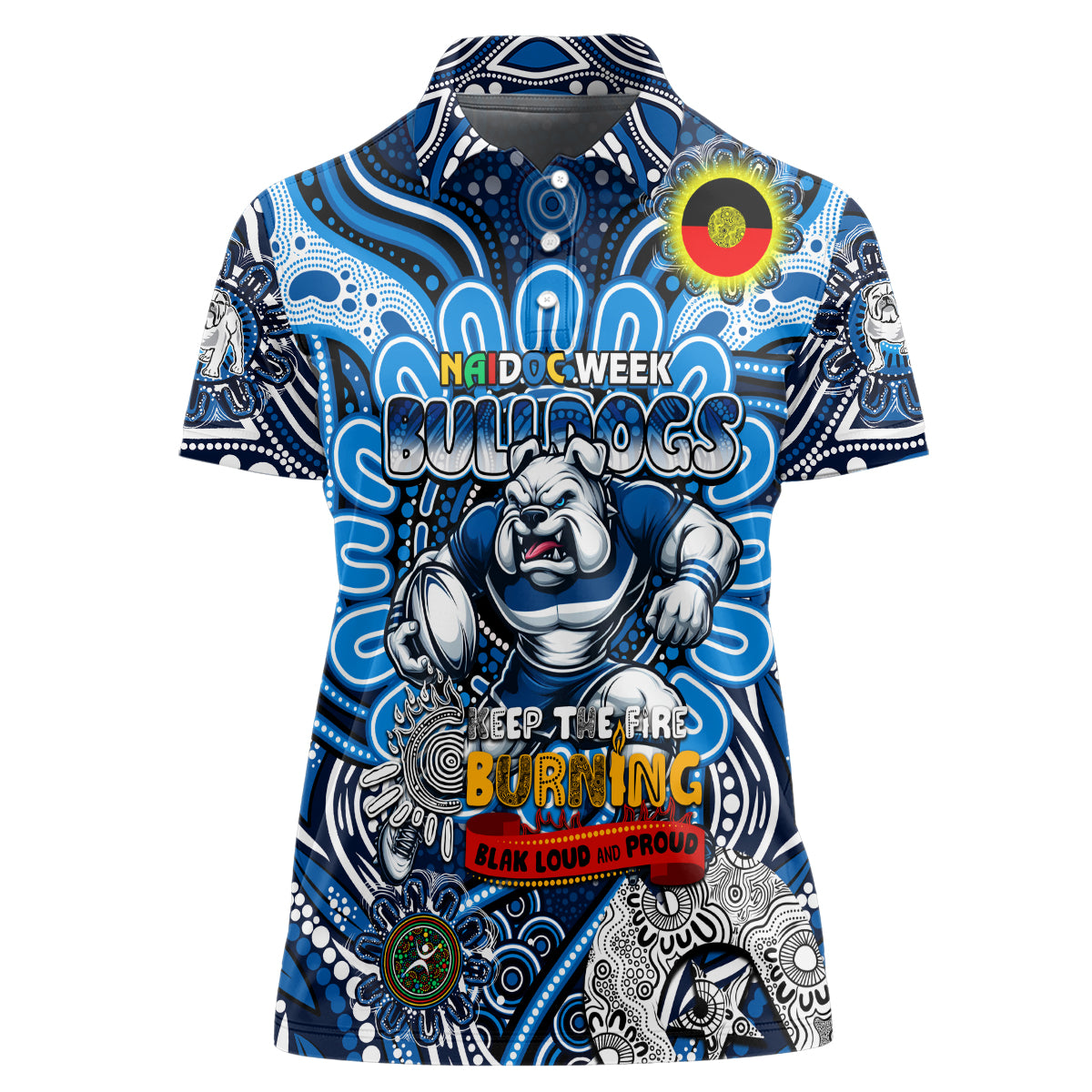 Custom NAIDOC Week 2024 Bulldogs Women Polo Shirt Mascot Rugby