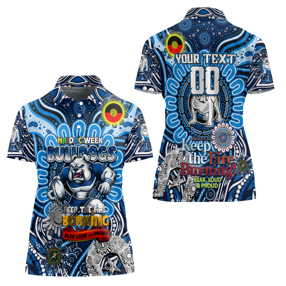 Custom NAIDOC Week 2024 Bulldogs Women Polo Shirt Mascot Rugby