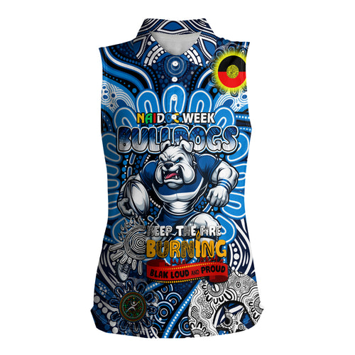 Custom NAIDOC Week 2024 Bulldogs Women Sleeveless Polo Shirt Mascot Rugby