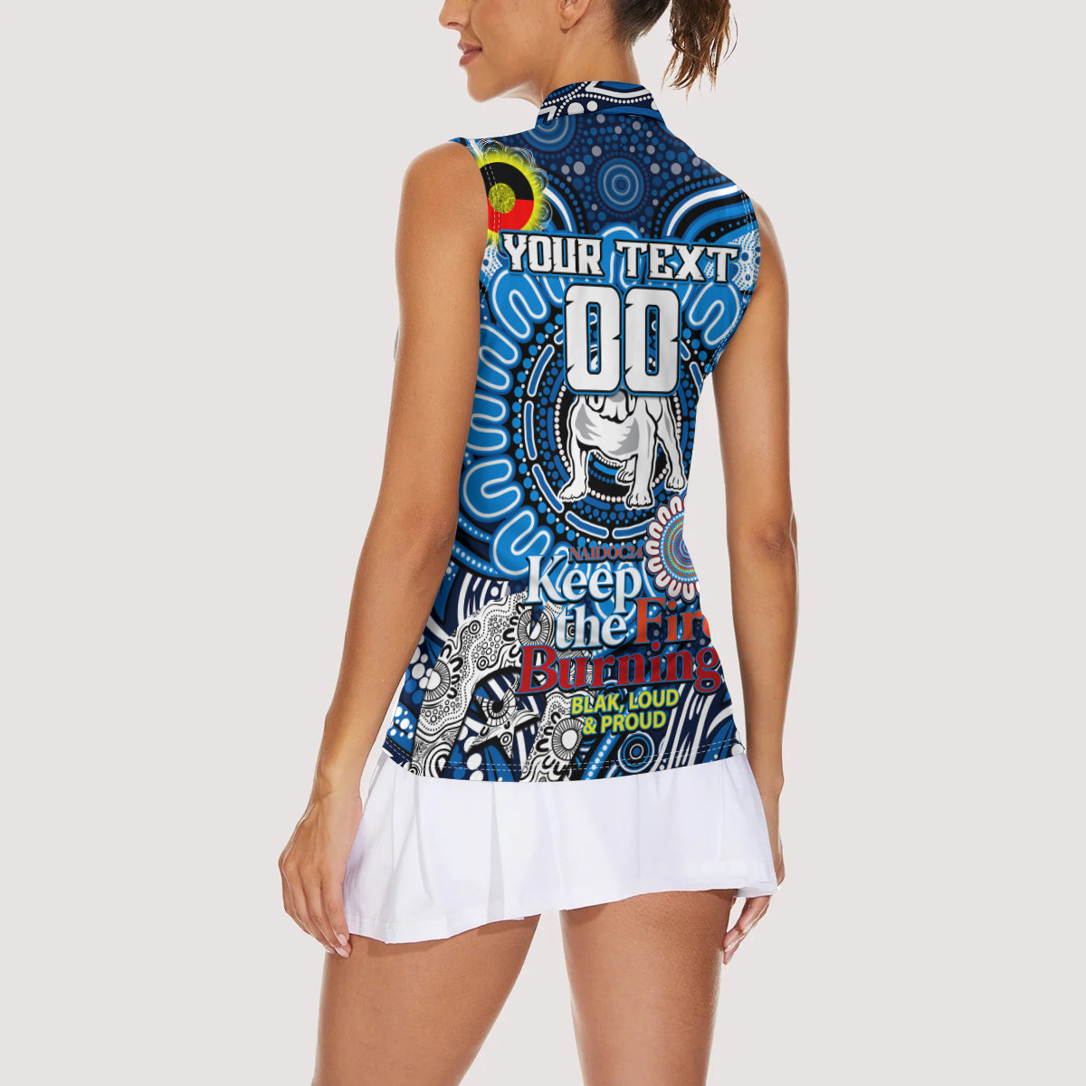 Custom NAIDOC Week 2024 Bulldogs Women Sleeveless Polo Shirt Mascot Rugby