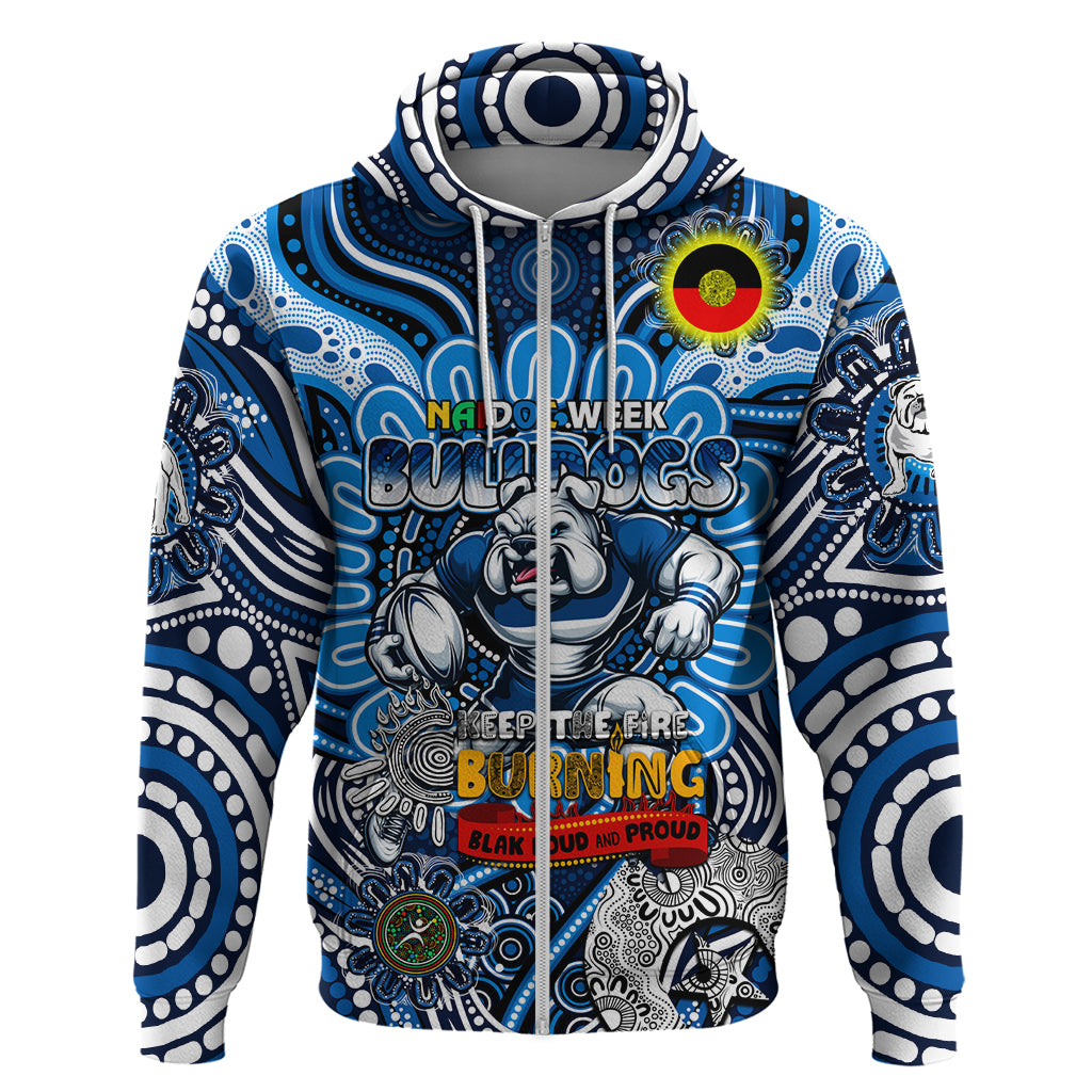 Custom NAIDOC Week 2024 Bulldogs Zip Hoodie Mascot Rugby