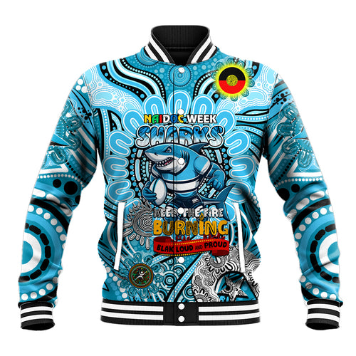 Custom NAIDOC Week 2024 Sharks Baseball Jacket Mascot Rugby