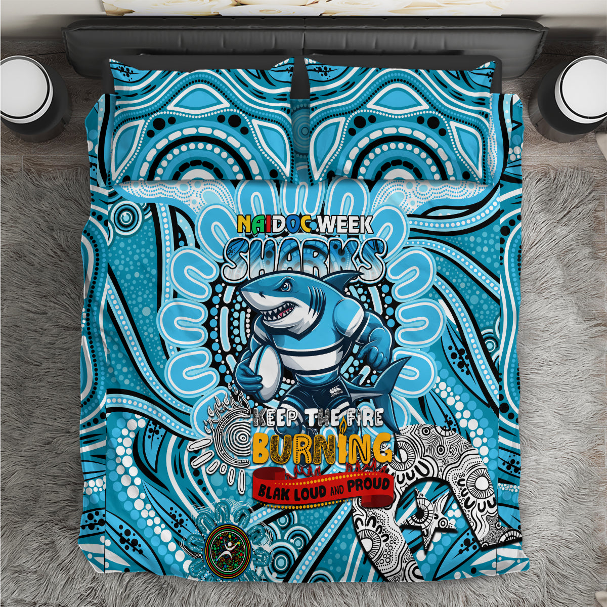 NAIDOC Week 2024 Sharks Bedding Set Mascot Rugby