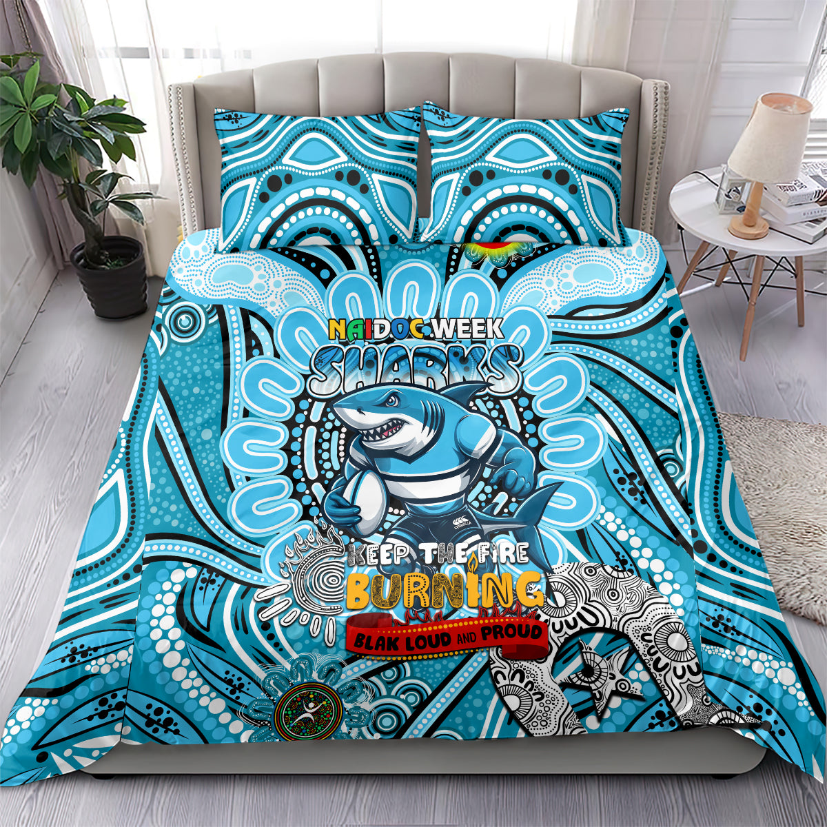NAIDOC Week 2024 Sharks Bedding Set Mascot Rugby