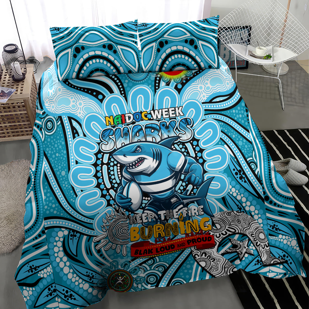 NAIDOC Week 2024 Sharks Bedding Set Mascot Rugby