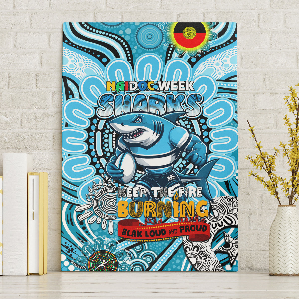 NAIDOC Week 2024 Sharks Canvas Wall Art Mascot Rugby