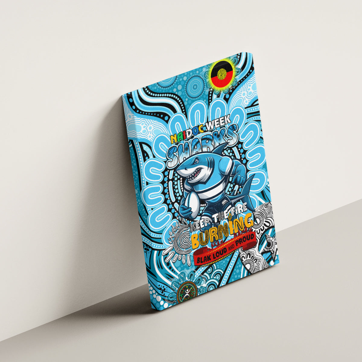 NAIDOC Week 2024 Sharks Canvas Wall Art Mascot Rugby