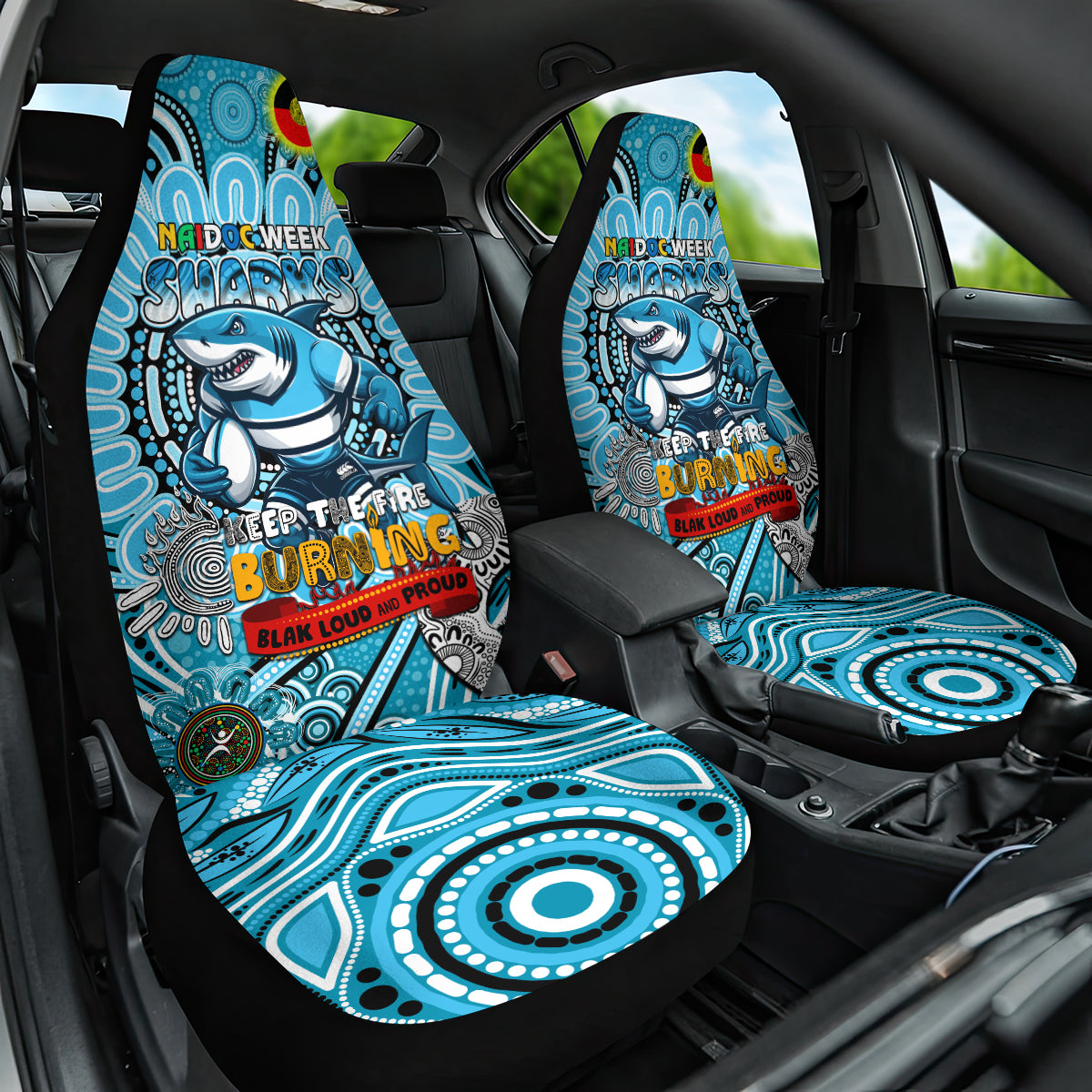 NAIDOC Week 2024 Sharks Car Seat Cover Mascot Rugby