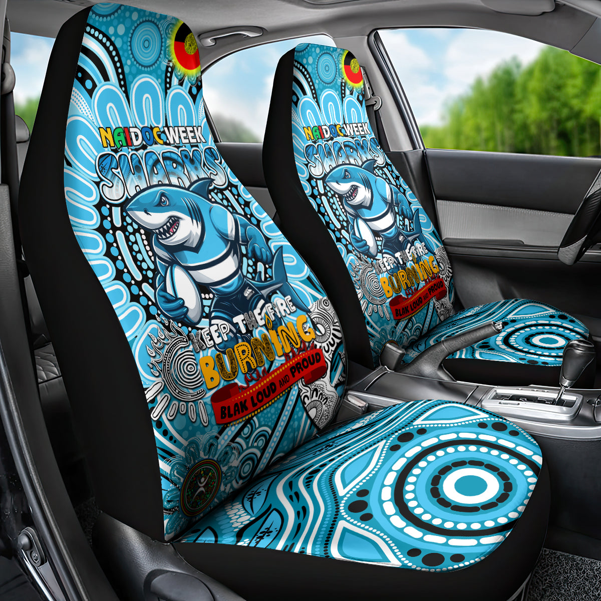 NAIDOC Week 2024 Sharks Car Seat Cover Mascot Rugby