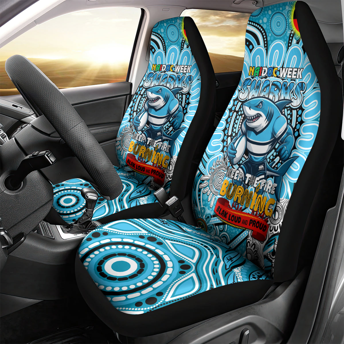 NAIDOC Week 2024 Sharks Car Seat Cover Mascot Rugby