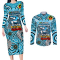 Custom NAIDOC Week 2024 Sharks Couples Matching Long Sleeve Bodycon Dress and Long Sleeve Button Shirt Mascot Rugby