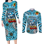 Custom NAIDOC Week 2024 Sharks Couples Matching Long Sleeve Bodycon Dress and Long Sleeve Button Shirt Mascot Rugby