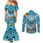 Custom NAIDOC Week 2024 Sharks Couples Matching Mermaid Dress and Long Sleeve Button Shirt Mascot Rugby