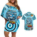 Custom NAIDOC Week 2024 Sharks Couples Matching Off Shoulder Short Dress and Hawaiian Shirt Mascot Rugby