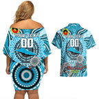 Custom NAIDOC Week 2024 Sharks Couples Matching Off Shoulder Short Dress and Hawaiian Shirt Mascot Rugby