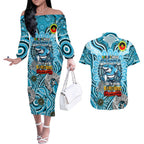 Custom NAIDOC Week 2024 Sharks Couples Matching Off The Shoulder Long Sleeve Dress and Hawaiian Shirt Mascot Rugby