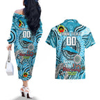 Custom NAIDOC Week 2024 Sharks Couples Matching Off The Shoulder Long Sleeve Dress and Hawaiian Shirt Mascot Rugby