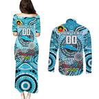 Custom NAIDOC Week 2024 Sharks Couples Matching Puletasi and Long Sleeve Button Shirt Mascot Rugby