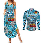 Custom NAIDOC Week 2024 Sharks Couples Matching Summer Maxi Dress and Long Sleeve Button Shirt Mascot Rugby