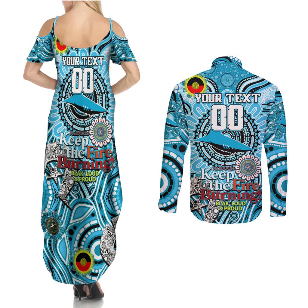 Custom NAIDOC Week 2024 Sharks Couples Matching Summer Maxi Dress and Long Sleeve Button Shirt Mascot Rugby