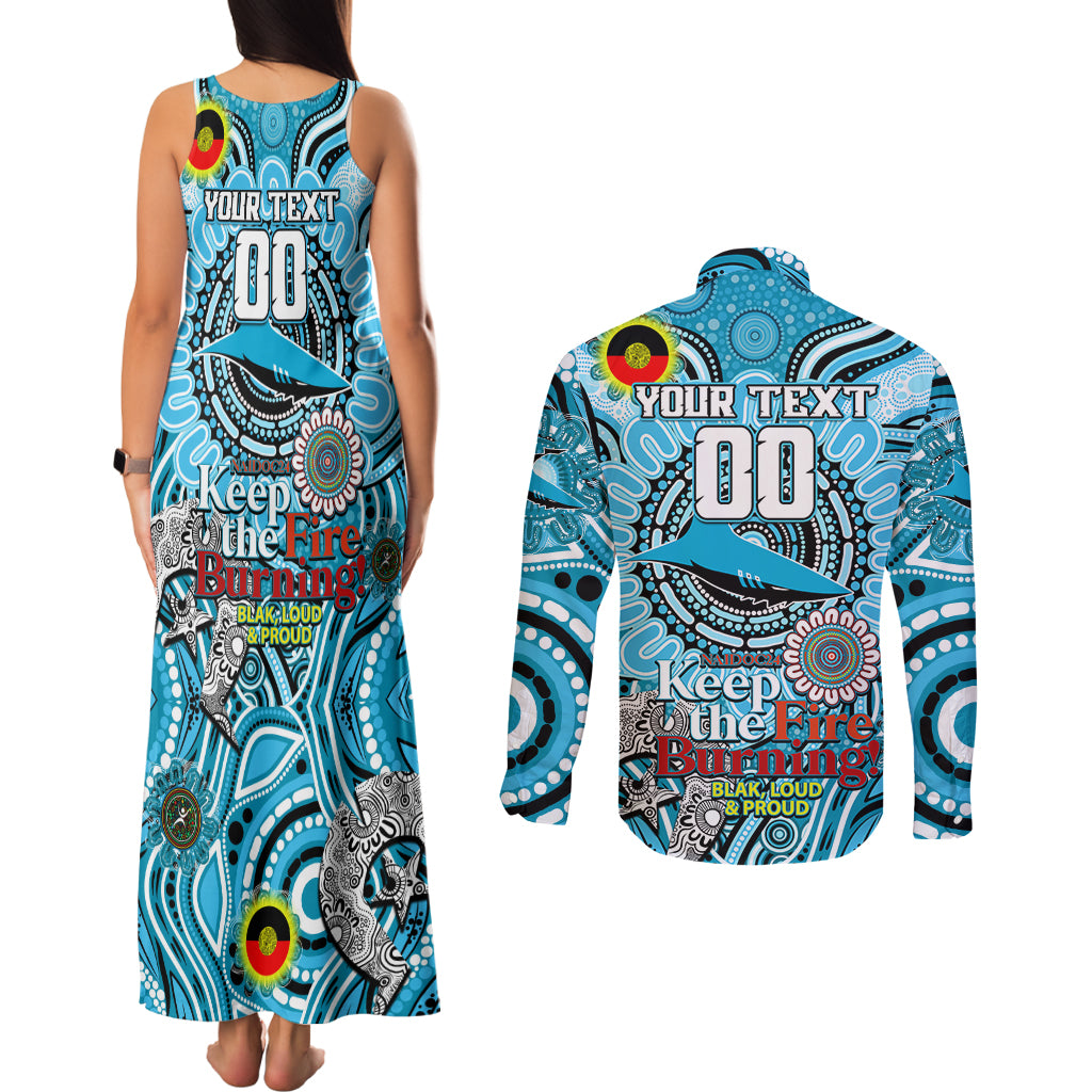 Custom NAIDOC Week 2024 Sharks Couples Matching Tank Maxi Dress and Long Sleeve Button Shirt Mascot Rugby