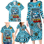 Custom NAIDOC Week 2024 Sharks Family Matching Long Sleeve Bodycon Dress and Hawaiian Shirt Mascot Rugby