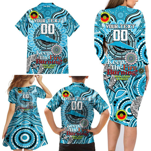 Custom NAIDOC Week 2024 Sharks Family Matching Long Sleeve Bodycon Dress and Hawaiian Shirt Mascot Rugby