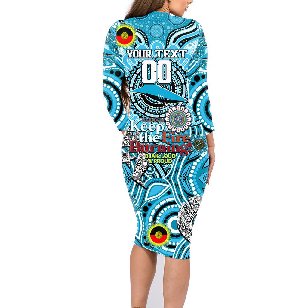 Custom NAIDOC Week 2024 Sharks Family Matching Long Sleeve Bodycon Dress and Hawaiian Shirt Mascot Rugby