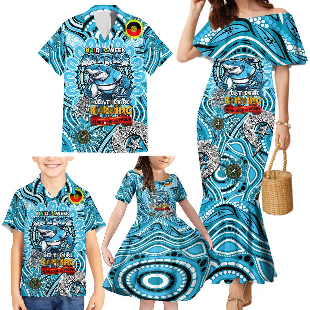 Custom NAIDOC Week 2024 Sharks Family Matching Mermaid Dress and Hawaiian Shirt Mascot Rugby