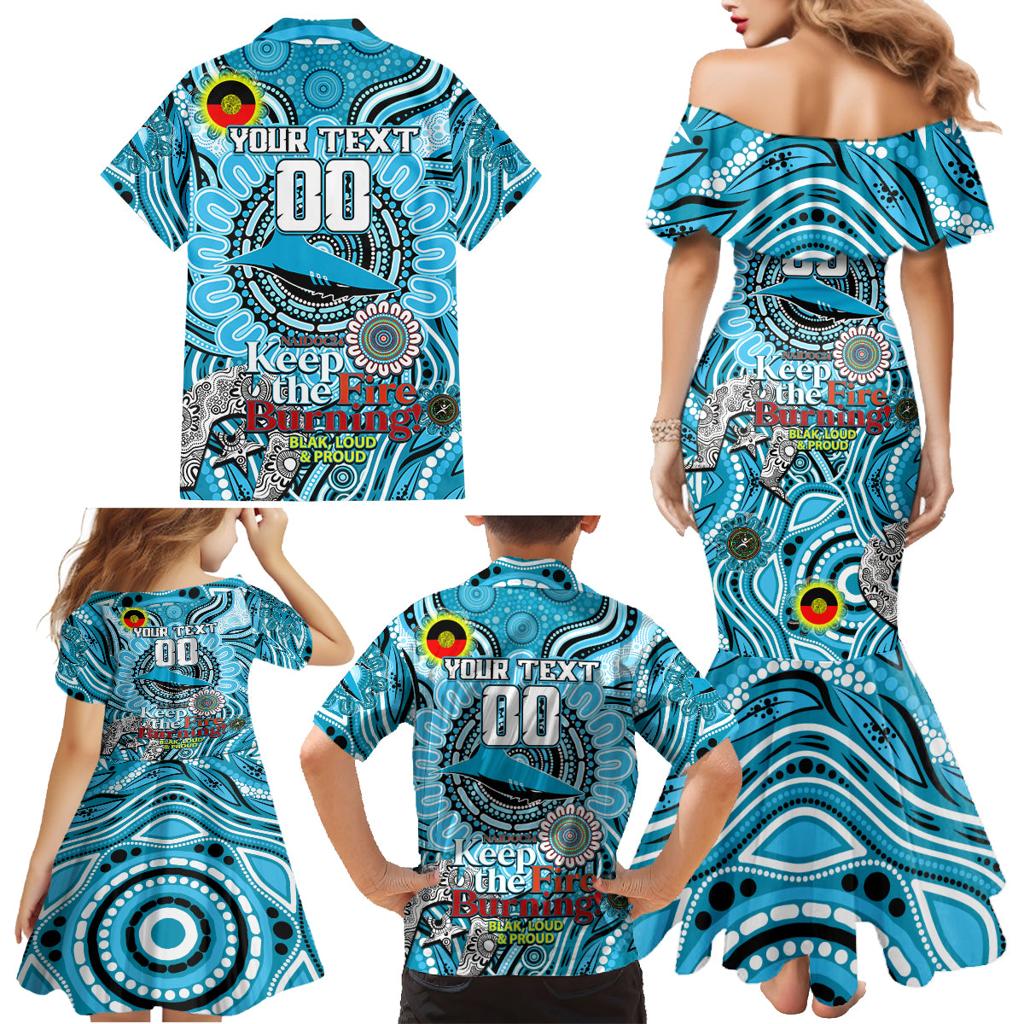 Custom NAIDOC Week 2024 Sharks Family Matching Mermaid Dress and Hawaiian Shirt Mascot Rugby